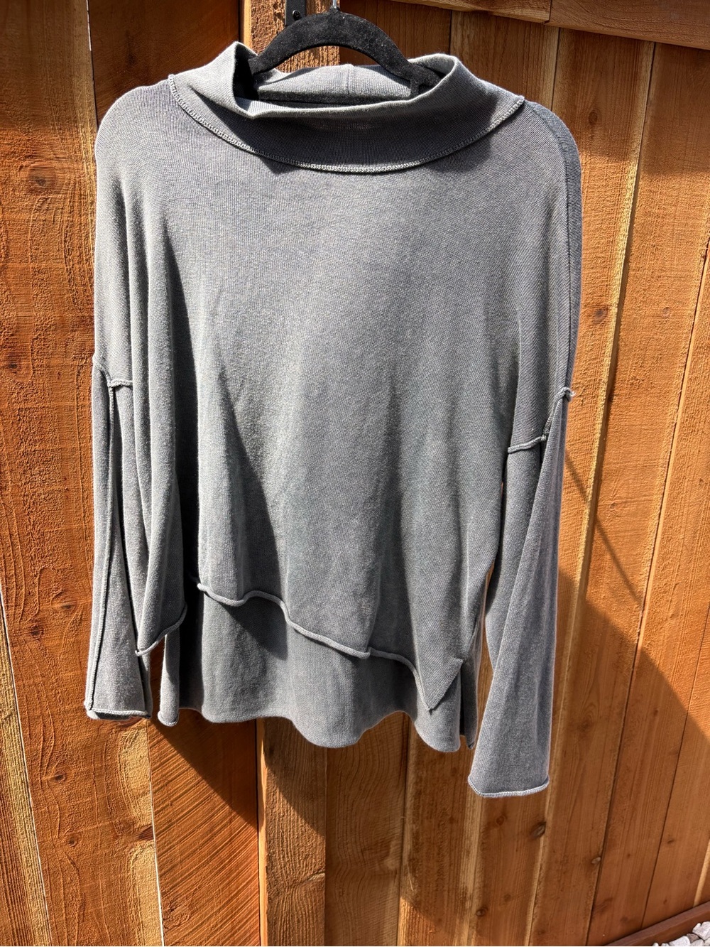 Mustard Seed Relaxed Cowl Neck Sweater in Washed Gray